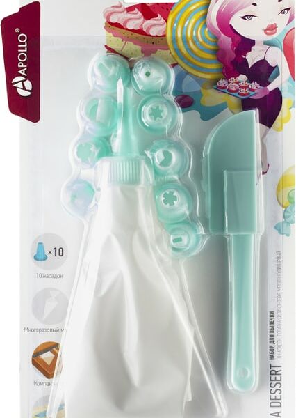 Набор для выпечки Apollo La Dessert Лопатка + Мешок кулинарный с 10 насадками