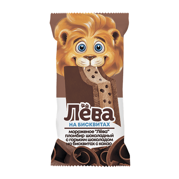 Мороженое Лёва шоколадное на бисквитах, 80 г