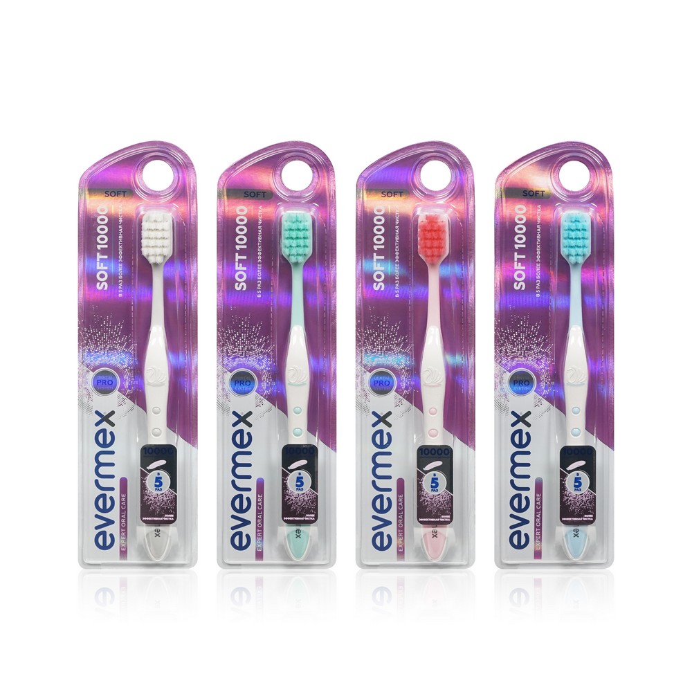 

Зубная щетка Evermex 10000 щетинок мягкая, цвет в ассортименте