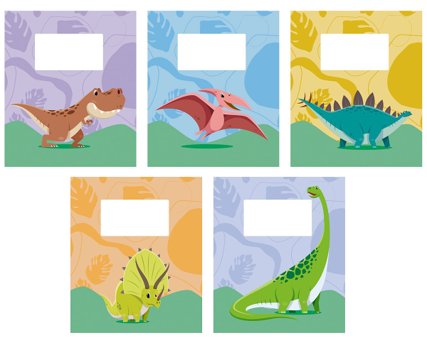 Тетрадь Listoff Динозаврики А5 линейка в ассортименте 12 л