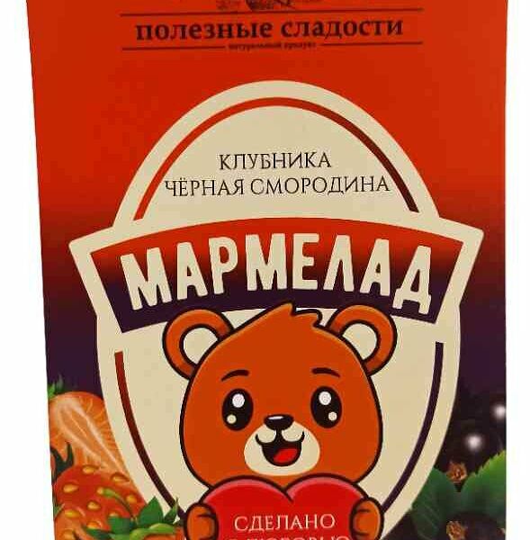 Мармелад натуральный желейно-фруктовый Полезные сладости Клубника, черная смородина