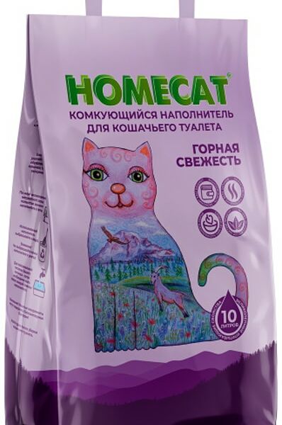 Наполнитель для кошачьего туалета Homecat комкующийся Горная свежесть 10л