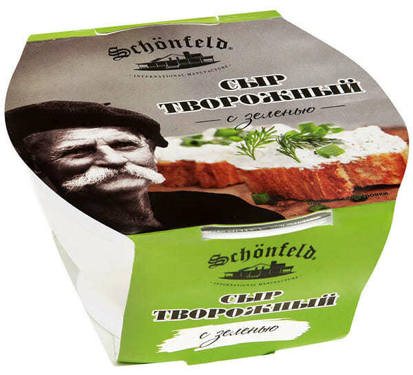Сыр творожный Schonfeld с зеленью 65%, 140г