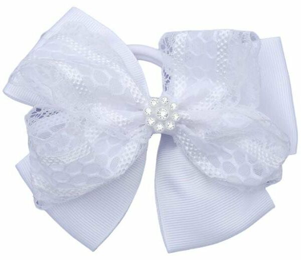 Бант большой белый кружево, 1 шт в ассортименте