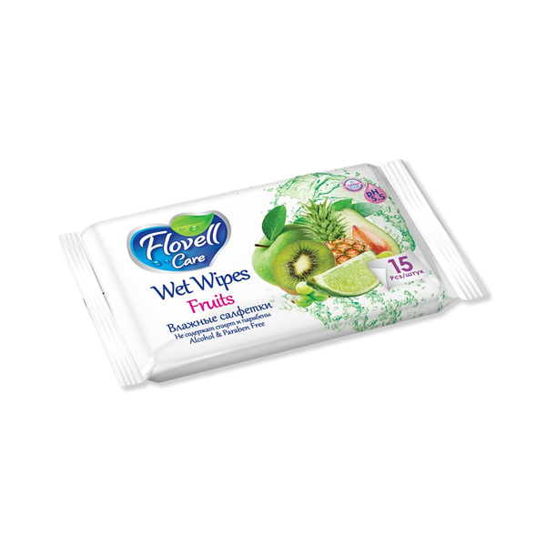Салфетки Flovell care влажные фруктовые 15 шт