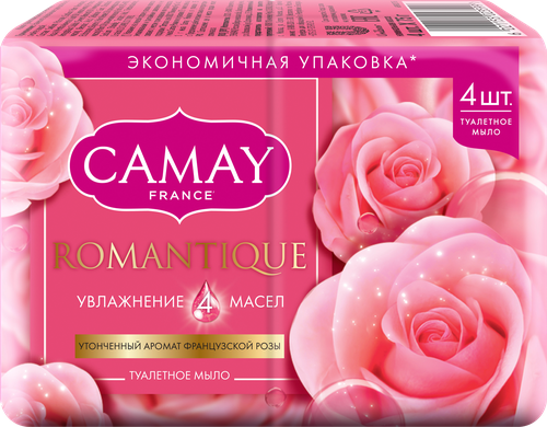 

Мыло Camay Romantique с ароматом французской розы 4 шт. 300 г