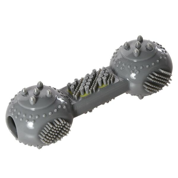 Игрушка для собак FOXIE Smart Гантелька массажная для чистки зубов 16х5х5 см серая