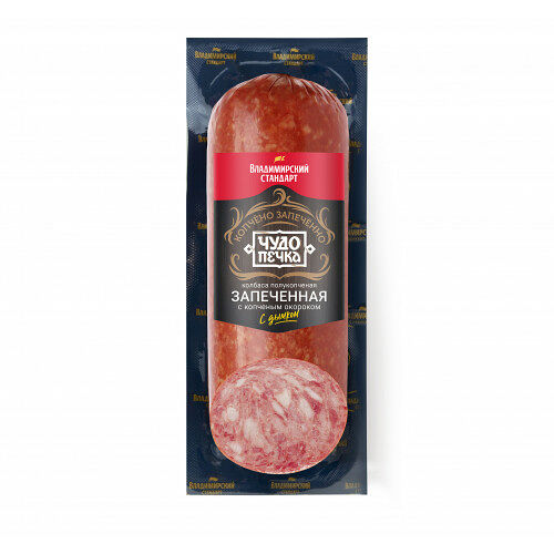 Колбаса полукопченая Владимирский стандарт Запеченная с копченым окороком, 300г