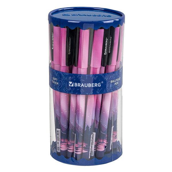 Ручка шариковая брауберг софт тач грип старс синяя 0.7 мм 143715