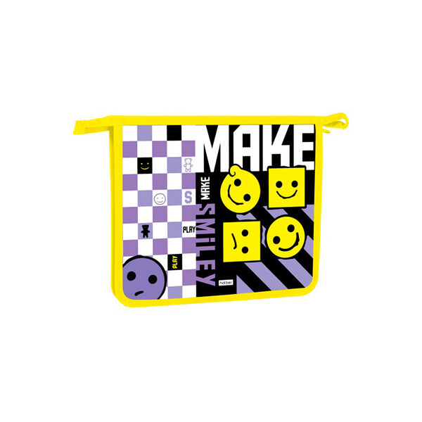 Папка для тетрадей пластик А5ф Hatber Улыбайся! 2 отделения 205х240х65мм на молнии  в индив упак AMc_02021