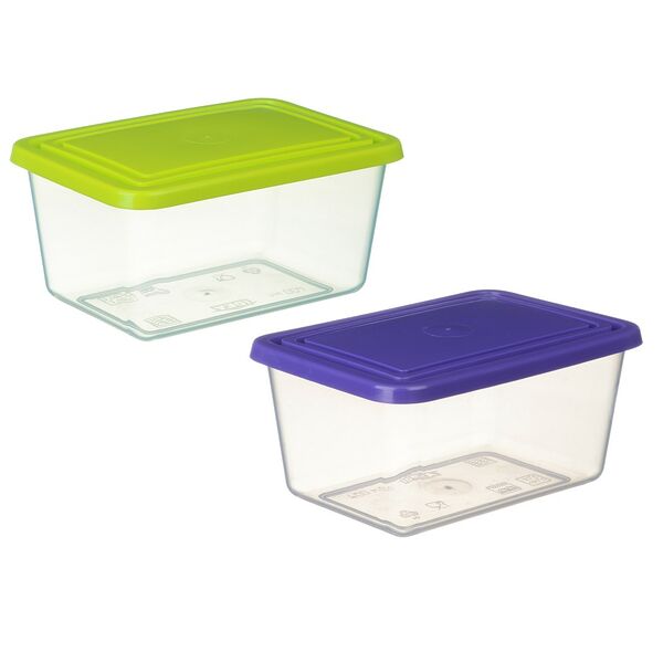 Емкость для продуктов прямоугольная, 2 л, пластик, в ассортименте, 1 шт