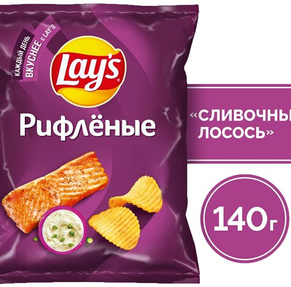 Чипсы Lays Рифленые Лосось в сливочном соусе 140г