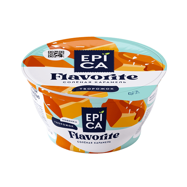 Десерт творожный Epica Flavorite 7.6% с соленой карамелью БЗМЖ, 130г