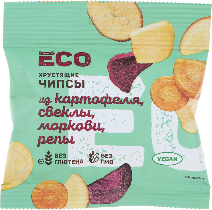 

Чипсы овощные ЛЕНТА ЕСО Хрустящие, из картофеля, свеклы, моркови и репы 25 г