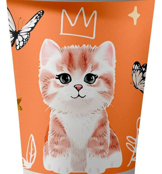 Набор бумажных стаканов ND Play Котики на персиковом 250мл 6шт