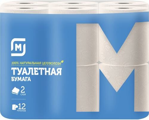 Туалетная бумага Магнит СТМ Soft двухслойная, 12 рулонов