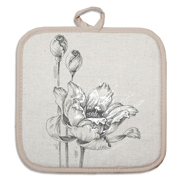 Прихватка Мак, 18х18 см, хлопок/лен