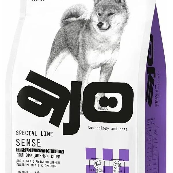 корм AJO Dog Sense с гречкой для собак с чувствительным пищеварением