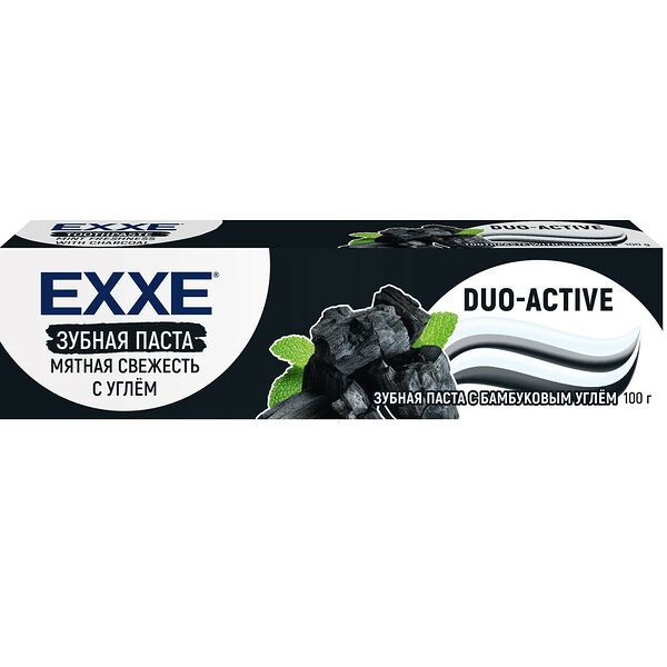 Паста зубная Exxe Duo-active, мятная свежесть с углем 100 г