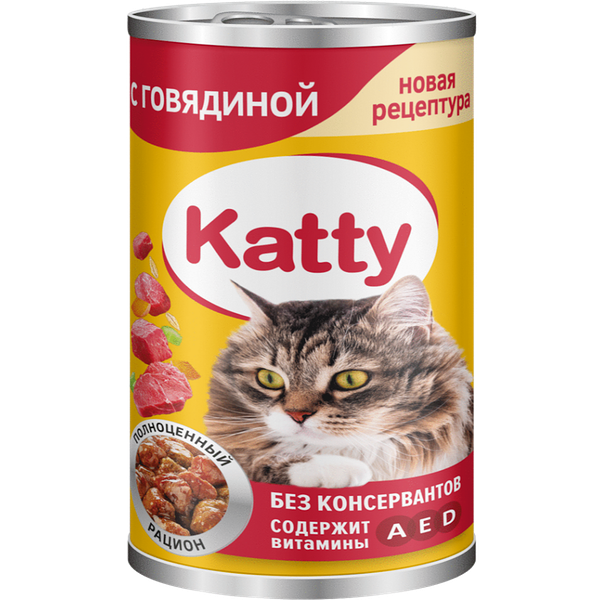 Корм Katty с говядиной для кошек 415 г