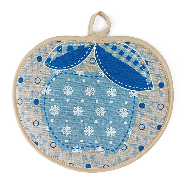 Прихватка Яблоко голубое, 20х17 см, хлопок/лён, 160 г/м2