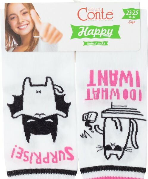 Носки женские Conte Happy белые Размер 36-39