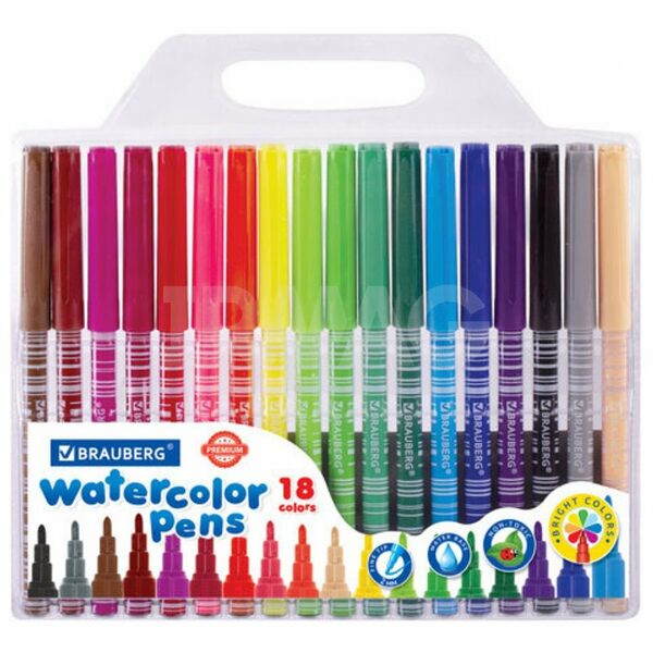 Фломастеры Brauberg Premium 18цв корпус с печатью ПВХ-упак 151943
