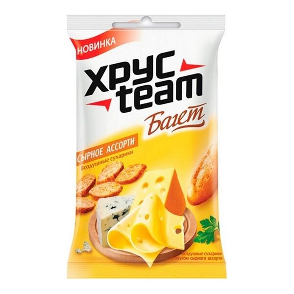 Сухарики Хрусteam Багет, сырное ассорти, 60 г