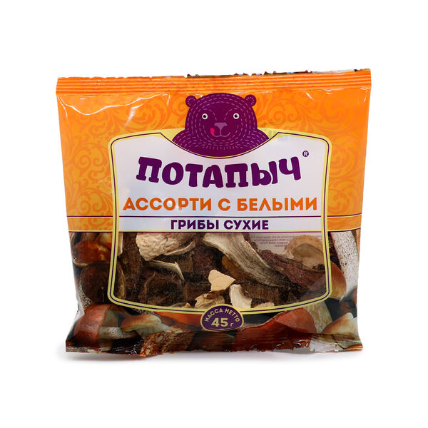 Грибы сушеные ПОТАПЫЧ Ассорти с белыми грибами 45г