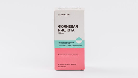 Фолиевая кислота, 400 мкг, 60 табл.