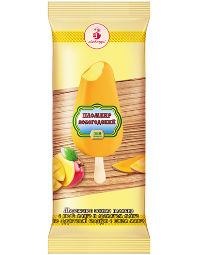 Мороженое Вологодский пломбир Эскимо манго в соковой глазури из сока манго 60гр