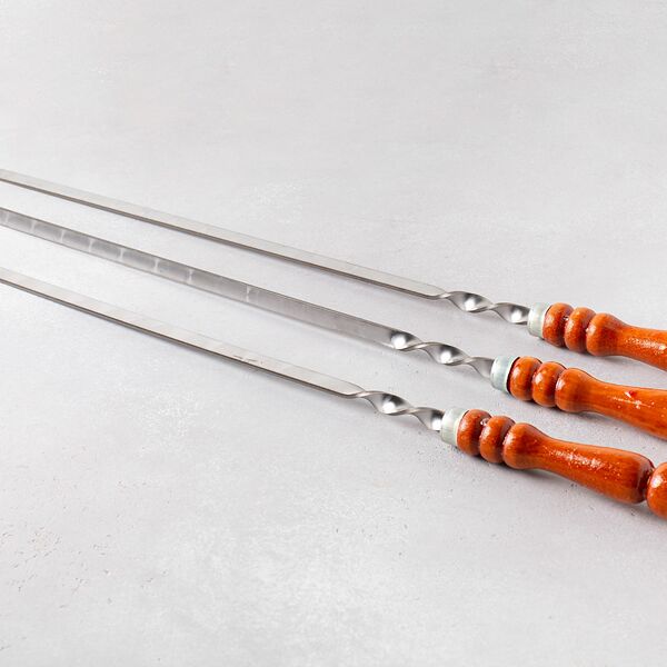 Профессиональный шампур с деревянной ручкой для мяса, 1 шт  40см