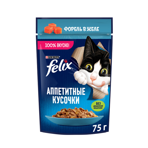 Влажный корм для кошек Felix Аппетитные кусочки с форелью 75 г