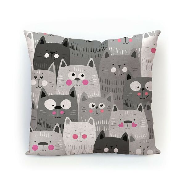 Подушка декоративная Grand Style Коты, 45х45 см, фотопечать, рогожка, в ассортименте