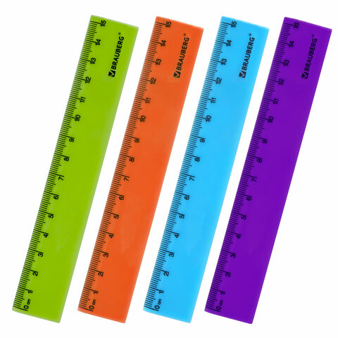 

Линейка пластиковая Brauberg Neon непрозрачная 15 см 1 шт., цвет в ассортименте