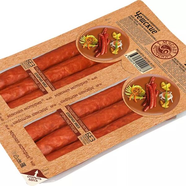 Колбаски полукопченые Мясная история Чешские 350 г