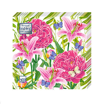 Салфетки Home Collection Пионы и Лилии 33*33см