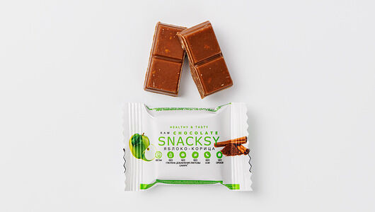 Батончик SNACKSY Raw Chocolate с яблоком 20г, Россия