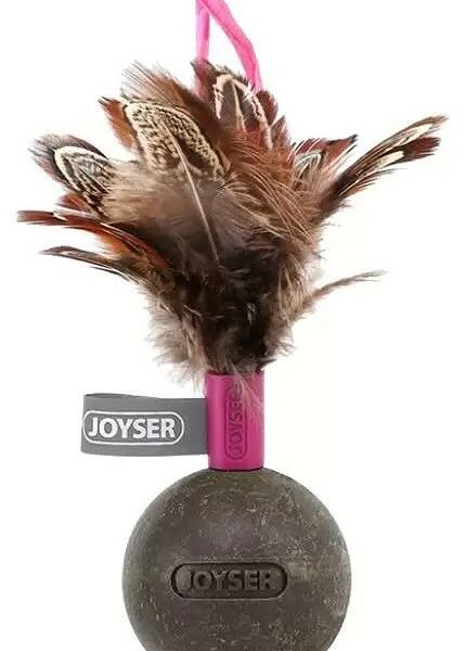 Мячик Joyser  Catnip Ball из прессованной кошачьей мяты с перьями с эффектом колебания 13см розовый