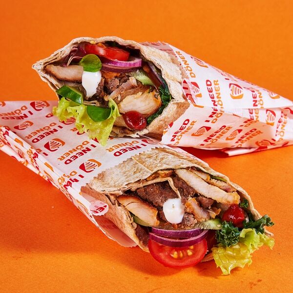 Донер микс с курицей и говядиной в лаваше