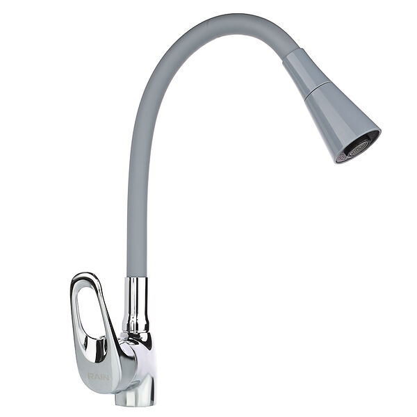 Rain смеситель для кухни веста, гибкий излив, картридж 35мм, латунь, серый/хром