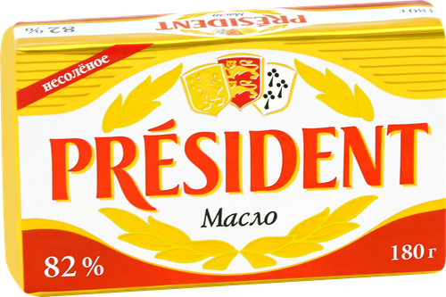 

Масло кислосливочное President несолёное 82% 180 г