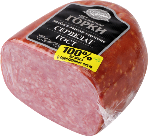 

Колбаса варено-копченая Ближние Горки Сервелат 500 г