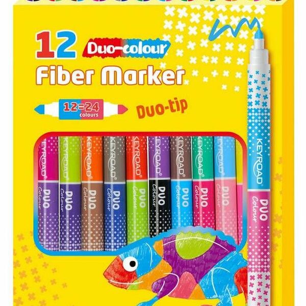Фломастеры двусторонние Keyroad Duo 24 цвета, 12 шт