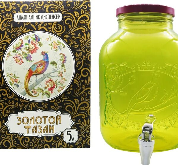 Лимонадник Москвичка Золотой Фазан с краном 5л в ассортименте