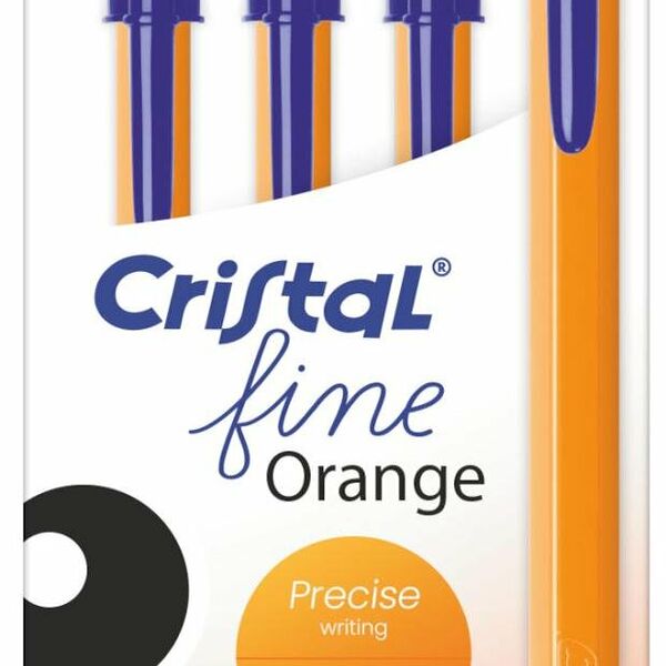 Ручка шариковая BIC Cristal Fine Orange синяя, 4 шт