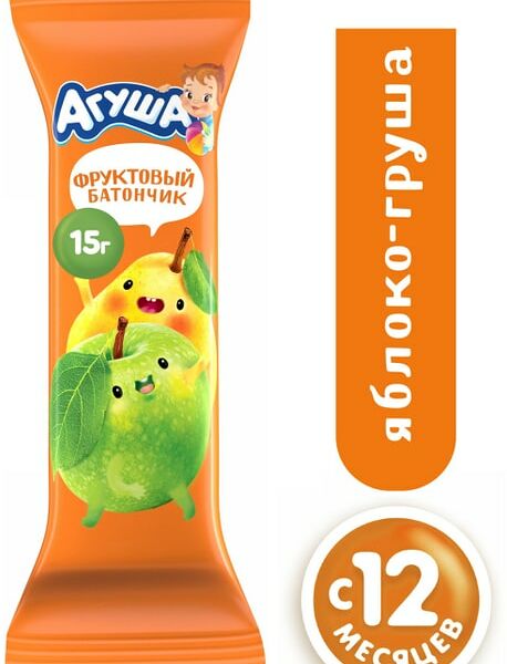 Батончик Агуша Яблоко груша 15г
