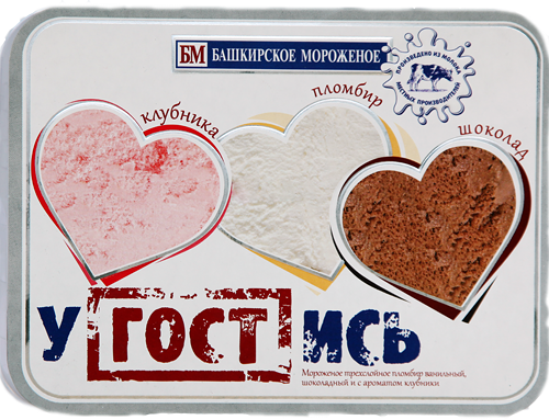 Мороженое пломбир Башкирское мороженое Угостись клубника-ваниль-шоколад
