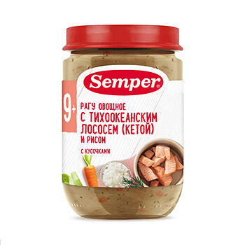 Пюре Semper Рагу овощное с кетой и рисом с 9 месяцев