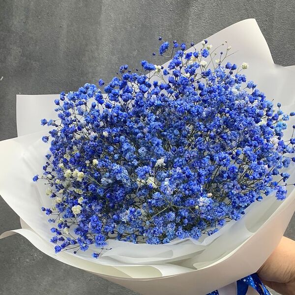 Букет из синей гипсофилы